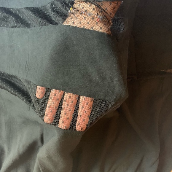 Black Cotton Party Dress with Lace Detail - Picture 3 of 5